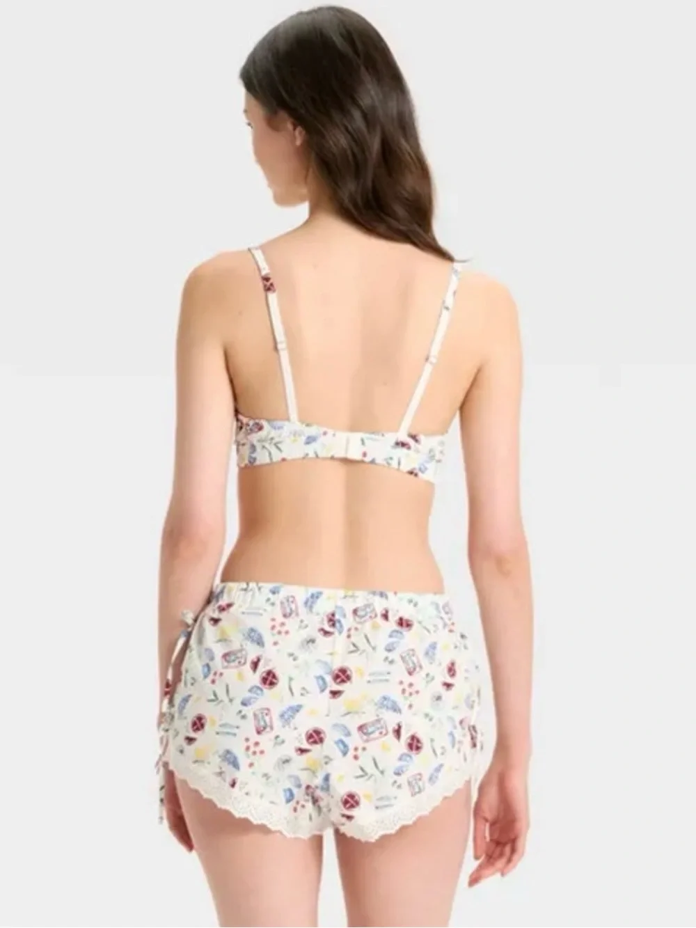 NWT Colsie Women’s White Floral Lace-Trim Bralette & Shorts Set    Size Small - Picture 2 of 6